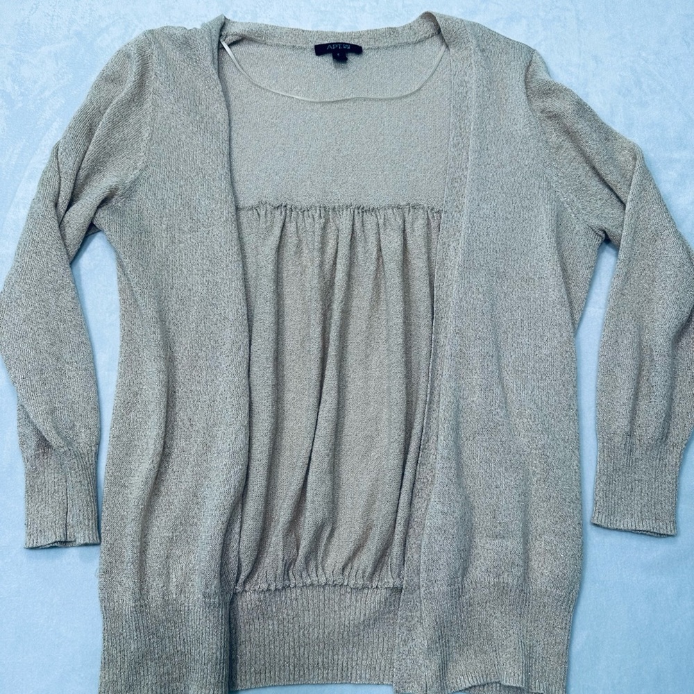 APT 9 Gold Sheer‎ Long Sleeve Blouse Womens Size S